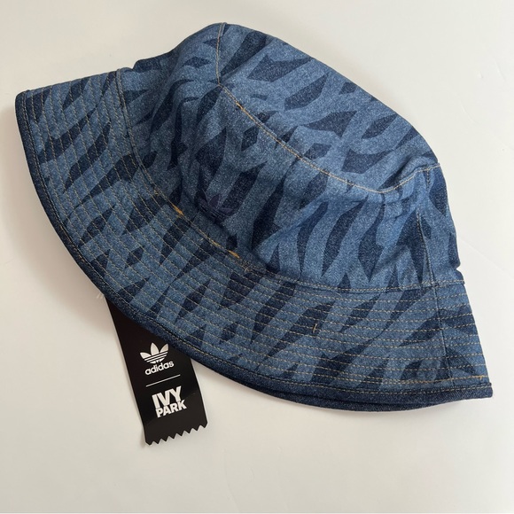 000 - ADIDAS IVY PARK REVERSIBLE MONOGRAM DENIM BUCKET CAP NWT NEW HAT - Picture 4 of 8
